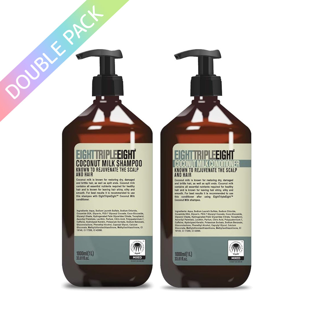 Eight Triple Eight Coconut Milk Shampoo & Conditioner Duo - 1000ml